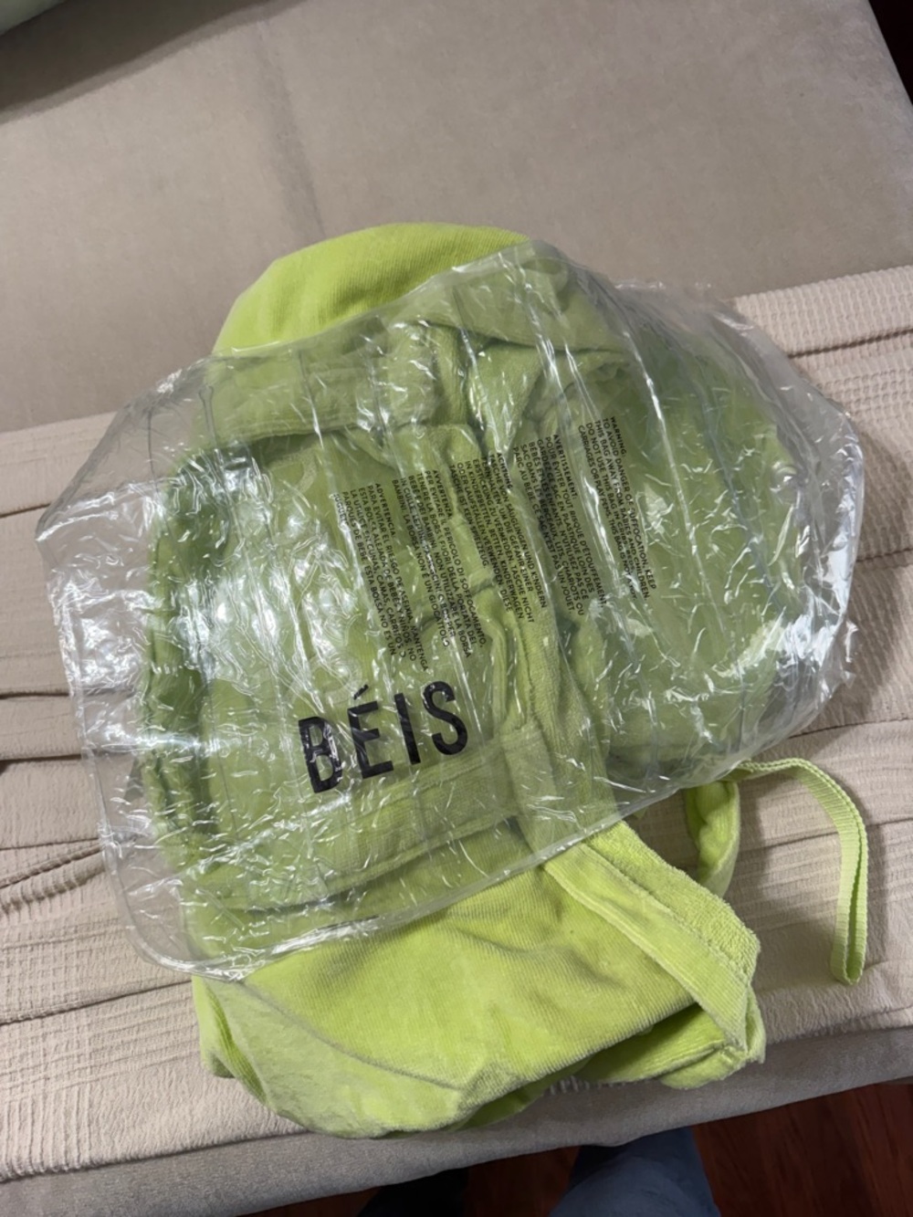 BEIS Terry Towel Tote - Citron - Picture 3 of 7